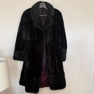 Elegant Black Faux Fur Coat vintage